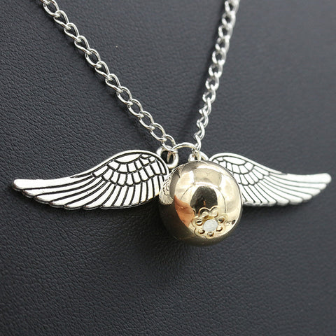 Arzonai snitch gold necklace Harry Potter and the Deathly Hallows Angel Wing Necklace Factory Wholesale