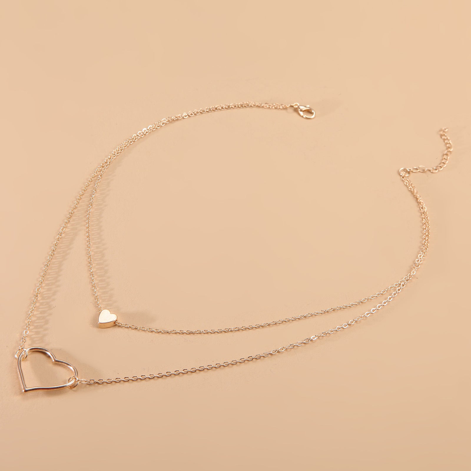 Arzonai jewelry fashion simple style big heart love combination necklace women multi-layer chain pendant necklace