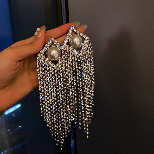 Arzonai  Dangle Earrings for Women Vintage Crystal Pearl Rhinestone Drop Earrings Drop Earrings