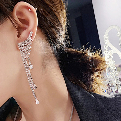 Arzonai Women's Geometric Wing Crystal Dangle Earrings Fashion Elegant Mosaic Rhinestone Earrings Wedding Jewelry for women and Girls