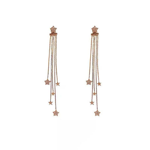 Arzonai  long star tassel earrings light luxury temperament face thin earrings fashion atmosphere high-end earrings