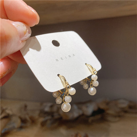 Arzonai Gold love ear buckle personality pearl tassel earrings new trendy ins niche design earrings for women