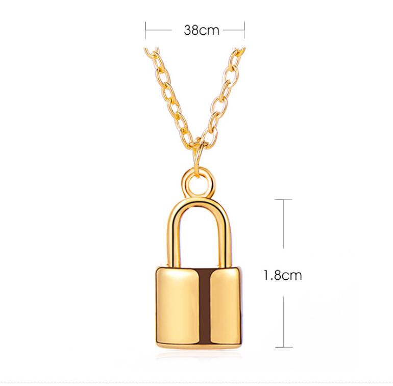 Arzonai Cool Rock Lock Necklace Chain Neck Locked Punk Jewelry Mujer Key Padlock Pendant Necklace for Women Gift