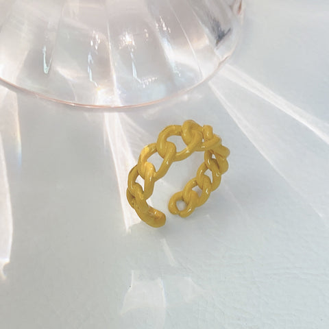 Arzonai South Korea's Dongdaemun design ring chain ring female simple metal spray paint cold wind personality open ring