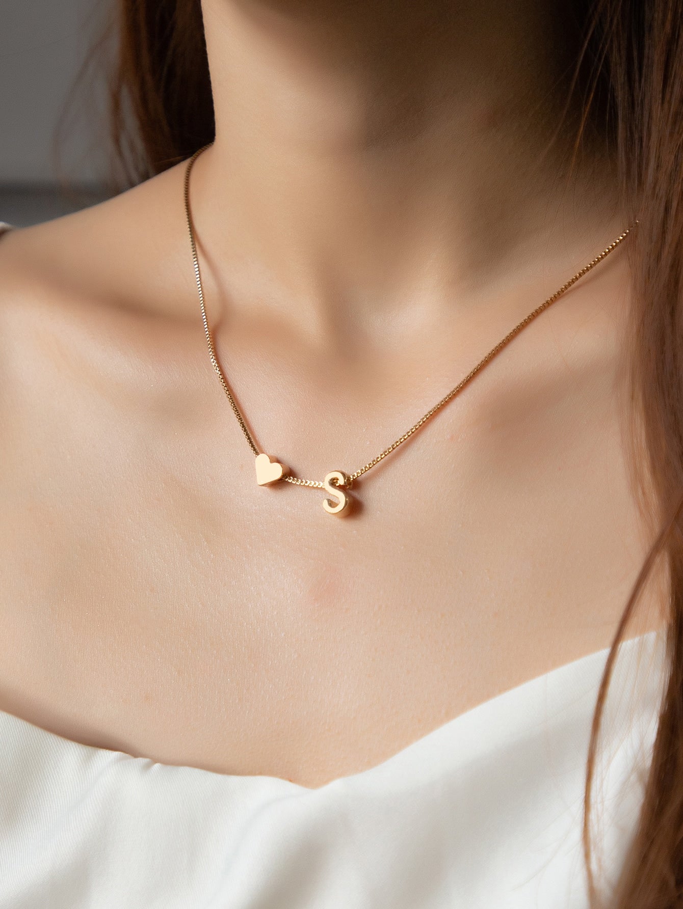 Arzonai Alphabet With Tiny Heart Neckalce for Women and Girls