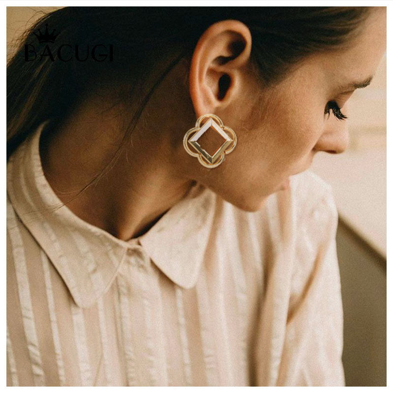 Arzonai Cross-border European and American geometrical earrings simple retro cold style metal earrings earrings for women and girls