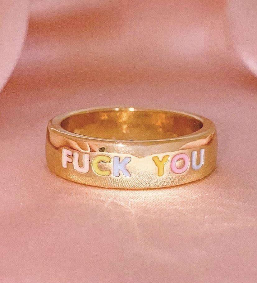 Arzonai F you Fuck you ring FU f*ck you gold Rings for you for women and Girls