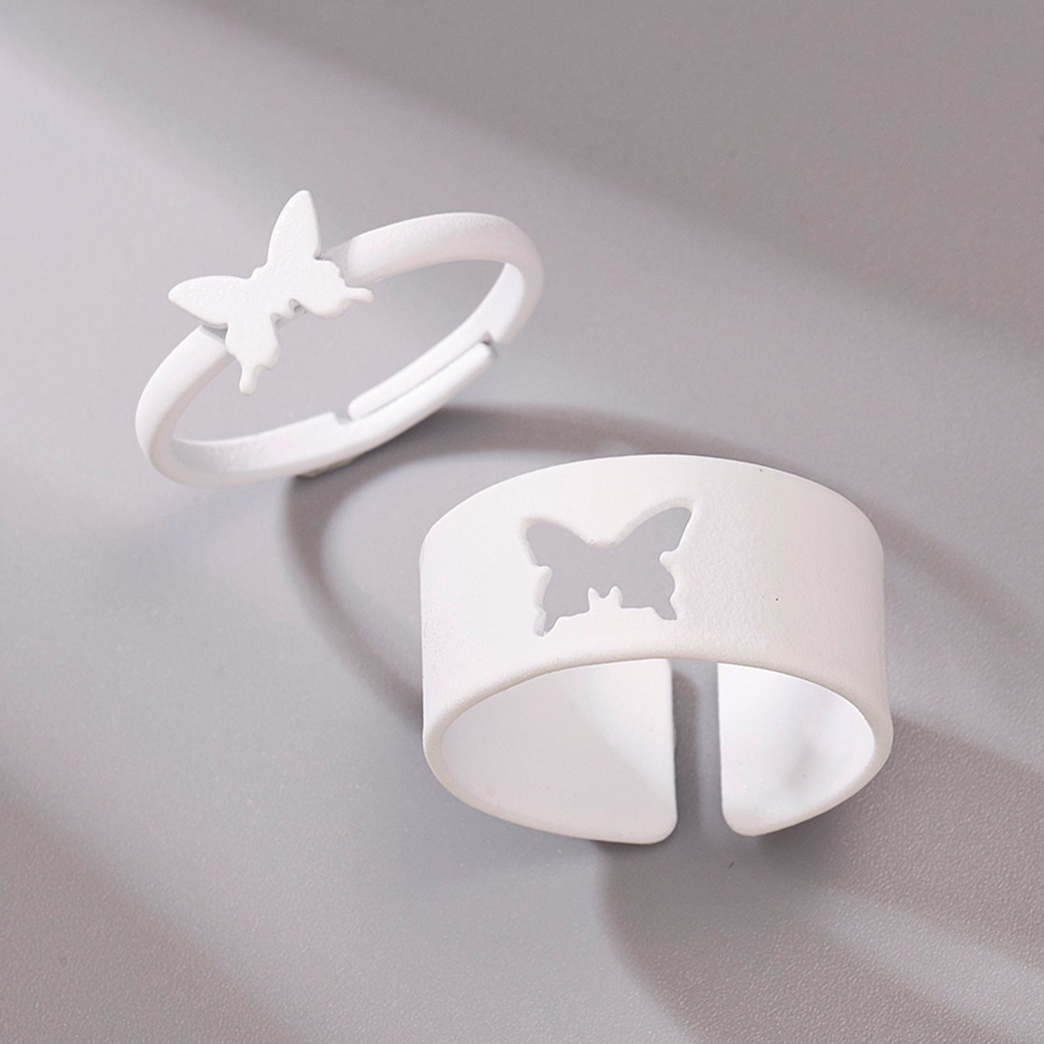 Arzonai Coloured 2 Pcs/Set Butterfly Couple Ring Adjustable for Couples