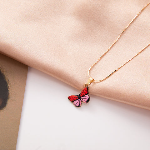 Arzonai foreign trade Europe and America fashion personality trend net red color butterfly pendant flower butterfly necklace gold wire chain