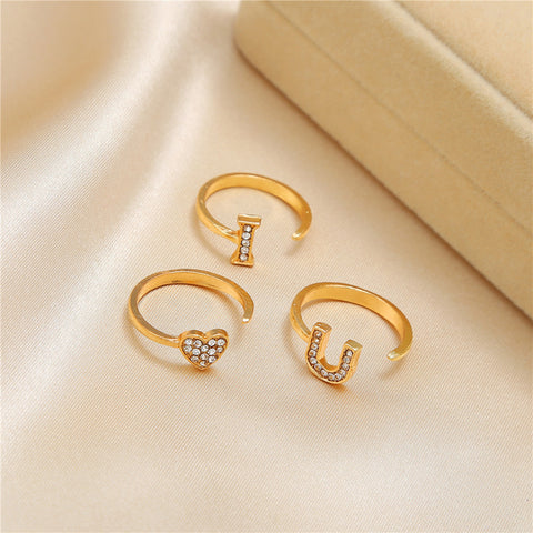 Arzonai  I LOVE U letter point diamond ring female cross-border new couple letter ring ring