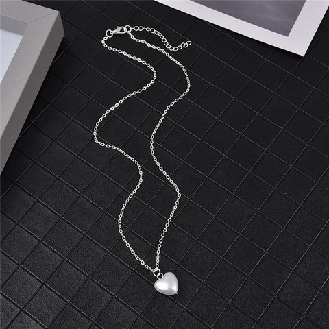 Arzonai Korean version of the net red ins wind sweet love pearl pendant necklace fashion simple temperament clavicle wild female necklace