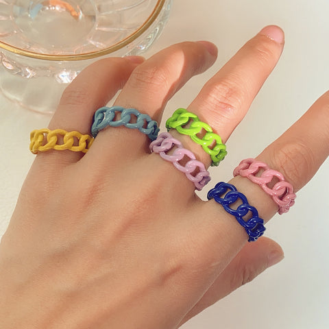 Arzonai South Korea's Dongdaemun design ring chain ring female simple metal spray paint cold wind personality open ring