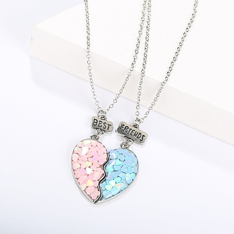 Arzonai epoxy cartoon alloy jewelry new sequins love-shaped good friend children's necklace set