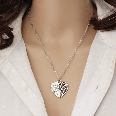 ARZONAI New Personality Vintage Fashion Eternal Mom & Daughter Love forever Pendant Necklace  Heart Necklace Women Jewelry