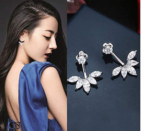 ARZONAI Silver Latest Trendy Stylish Crystal Stones Fashion Style Statement Earrings For Women and Girls for Party Wear and Gift Purpose