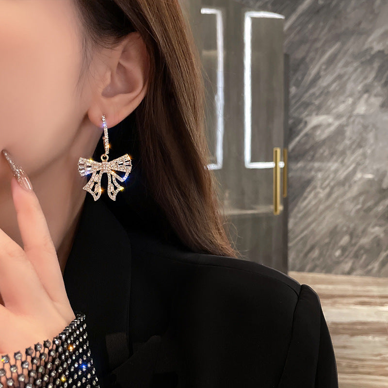 Arzonai 2022 new popular trendy bow earrings women's summer earrings high-end light luxury earrings exaggerated design earrings