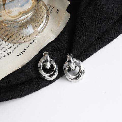 Arzonai ring buckle multi-layer earrings high-end atmosphere fashion earrings Korean temperament net red earrings new trend