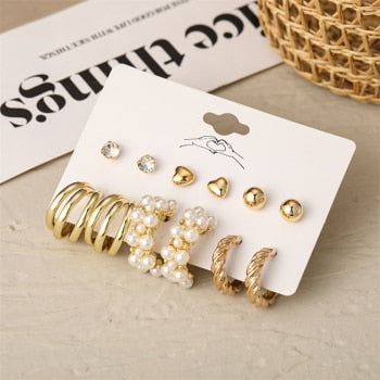 Arzonai Hoops Gold Plated Earrings Sets for Women and Girls Set of 6 Earrings