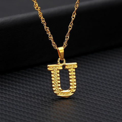 Arzonai Women's  Gold Plated Initial Letter Necklace with Personalized Alphabet Pendant