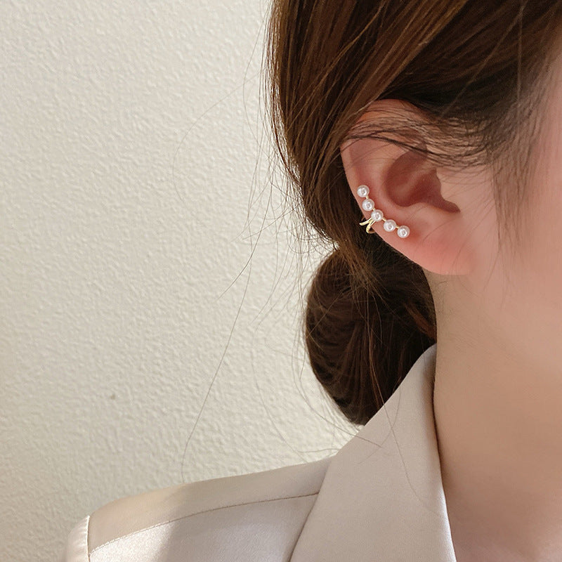 Arzonai  same Korean simple temperament pearl bone clip personality elegant no ear hole ear clip for women and Girls