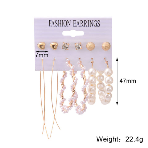 Arzonai new twisted circle earrings simple alloy resin earrings set 6 pairs
