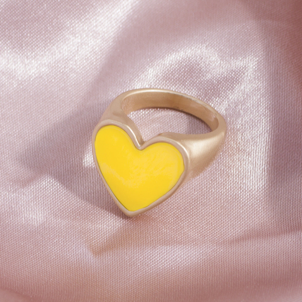 Arzonai jewelry gold dumb silver drop nectarine heart ring ins explosion jewelry factory direct  for Girls and Women