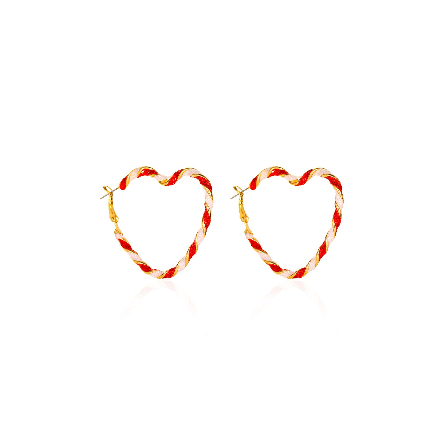 Arzonai European and American exaggerated hit color love earrings female Korean fashion temperament simple twisted earrings personality net red earrings