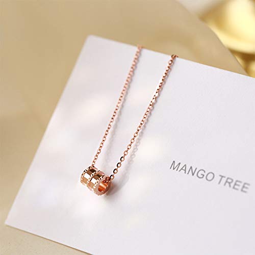 ARZONAI Temperament RoseGold Small waist chain pendant Neckalce transfer bead neck jewelry clavicle chain for girlfriend birthday gift
