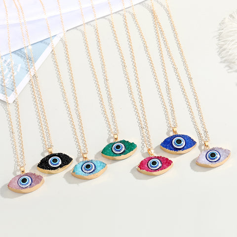 Arzonai European and American cross-border jewelry new fashion color Turkish Demon Eye Necklace Simple Resin Eye Pendant