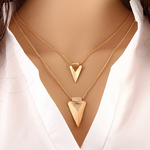 Arzonai 2 floors alloy bohemian fashion necklace for women. Unique alloy necklace for girl. (Gold Color)