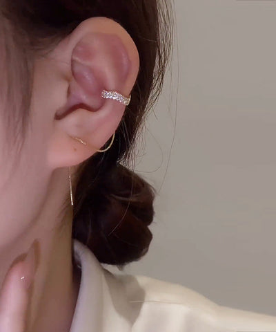 Arzonai Niche design wave zircon metal ear bone clip ear line female Korean personality simple and versatile temperament earrings earrings