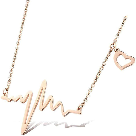HeartBeat Hot Selling Stylish Golden Pendant Necklace Chain for Women and Girls- Arzonai