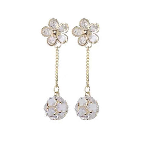 Arzonai South Korea's new silver needle, a two-wear zircon metal flower earrings, high-end, simple, lady-like temperament earrings