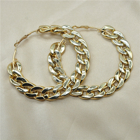 Arzonai  personality jewelry women fashion retro geometric circular metal earring earrings CCB chain earrings