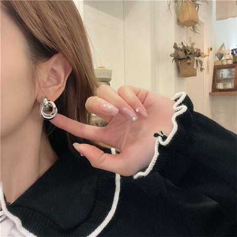 Arzonai ring buckle multi-layer earrings high-end atmosphere fashion earrings Korean temperament net red earrings new trend