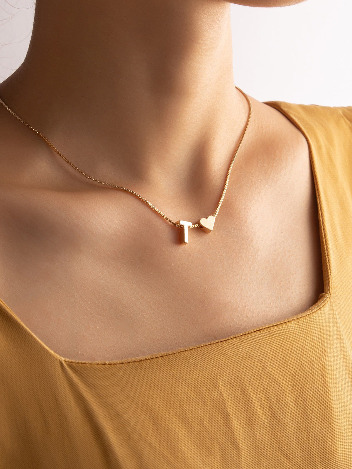 Arzonai Alphabet With Tiny Heart Neckalce for Women and Girls
