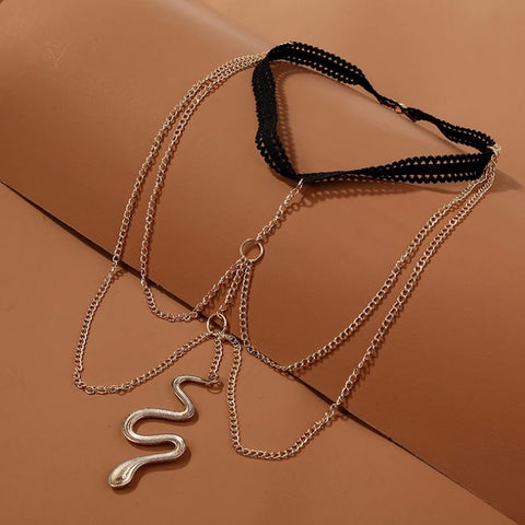 Arzonai Snake Leg Chain | Gold Leg Chain | Stainless Chain | Body Jewelry For Women | Leg Jewelry | Jewelry Gift For Him | Snake Thigh Chain for women and Girls