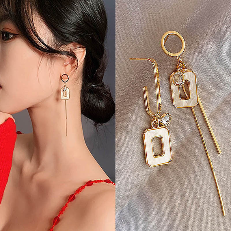 Arzonai Asymmetric earrings female Korean temperament net celebrity earrings 2021 new trendy earrings for women and Girls