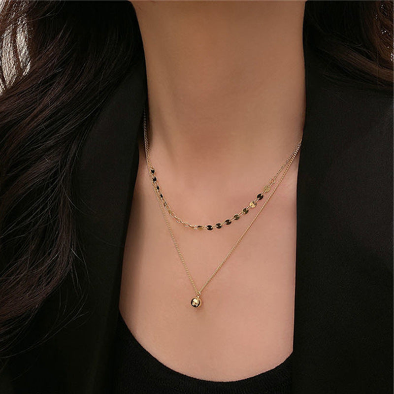 Arzonai South Korea's Dongdaemun new ins wind double layered necklace temperament water drop clavicle chain personality wild chain