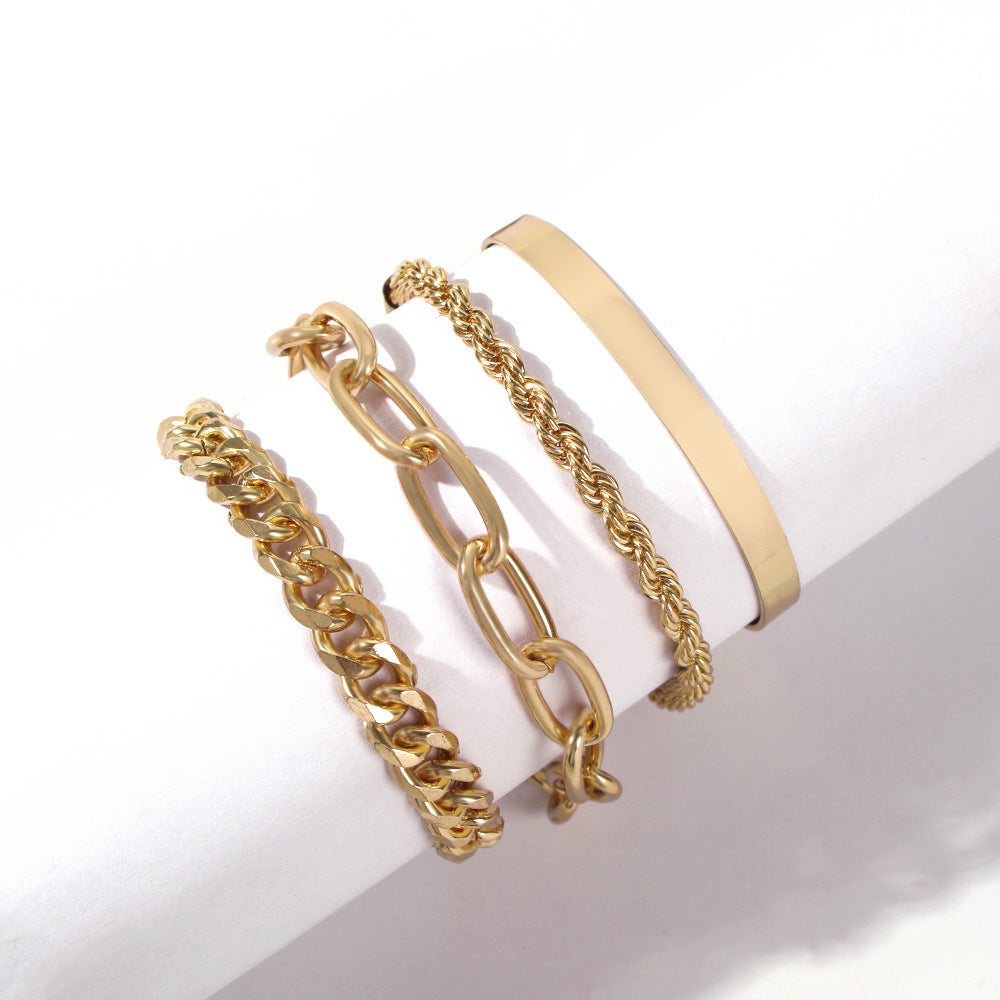 Arzonai new exaggerated alloy thick chain multi-layer bracelet female European and American fashion gold bracelet bracelet