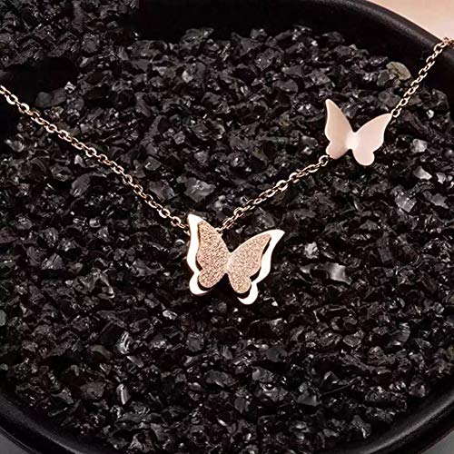 Arzonai  Fashion Stylish Rose Gold Plated Double Crystal Butterfly Chain Pendant Chain For Girls