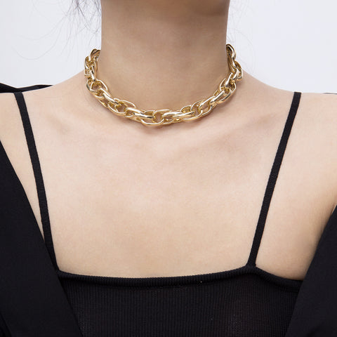 Arzonai hip hop necklace thick chain female trendy fashion personality net red necklace punk short clavicle chain male ins short