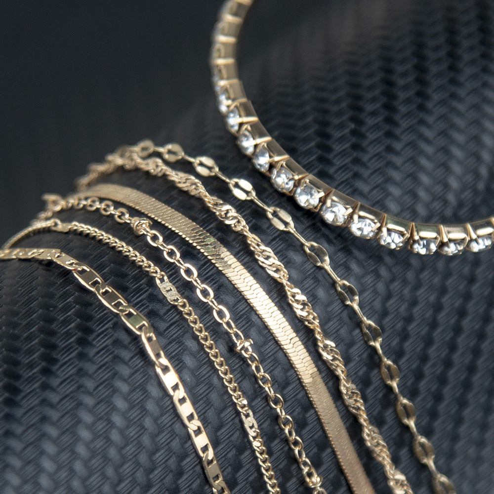 Arzonai  new bracelet female ins niche design metal bracelet simple temperament high-end 7-piece bracelet batch