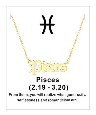 Arzonai Pisces Popular fashion all-match necklace Zodiac constellations unique letter pendant necklace