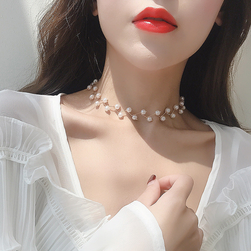 ARZONAI Elegance Multilayer White Natural Baroque Pearl Chokers Necklace for Women Simple Style Handmade DIY Wedding Party Jewelry gift