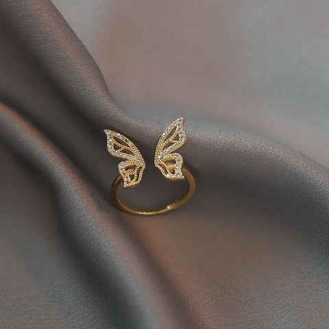 Arzonai Fashionable collocation design sense opening butterfly ring female gentle ins fashion personality design sense index finger ring