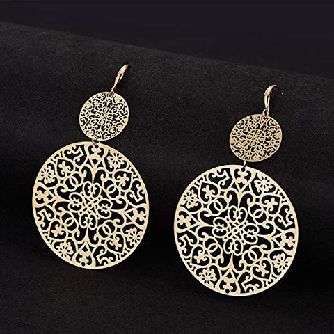 ARZONAI Non-precious Metal and Crystal & Cubic Zirconia Dangler Boho Earrings for Women & Girls, Golden