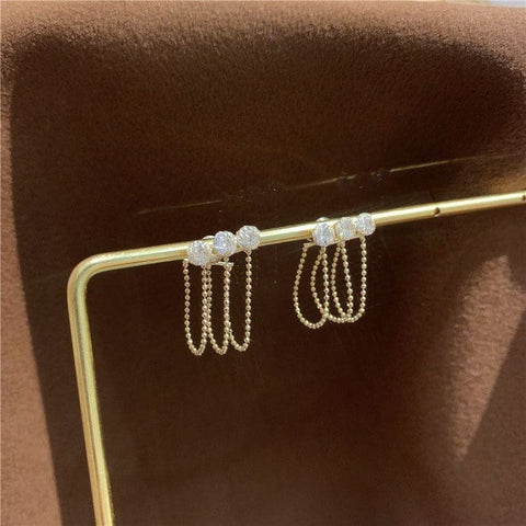 Arzonai New Metal mesh chain earrings needle temperament tassel chain