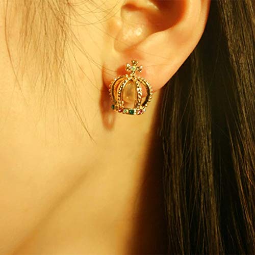 ARZONAI Colorful Gold Cross Crown Retro Stud Earrings Crystal Pearl Rhinestones For Women & Girls