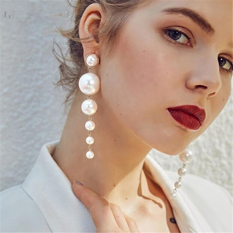 Arzonai hanging pearl earrings pearl stud earrings long pearl baroque earring